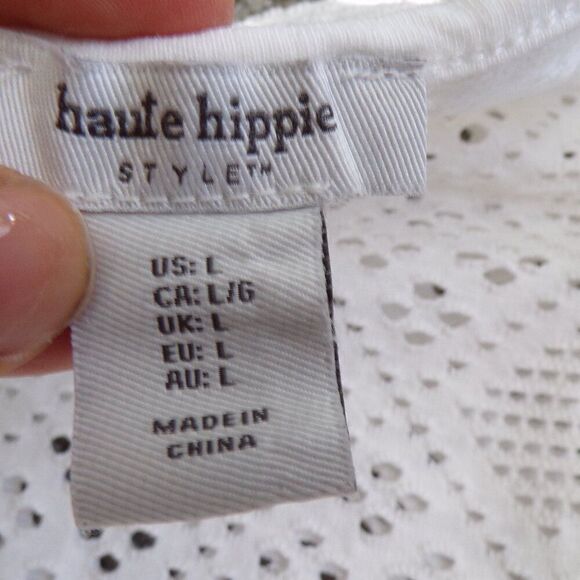 Haute Hippie pop over white mini dress L - Picture 6 of 7